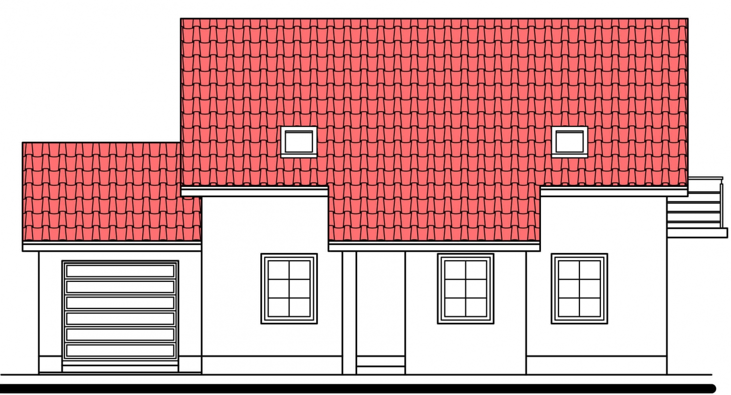 Zrkadlový pohľad 3. - Projekt domu vhodný na dvojdům. Je možné jej realizovat bez garáže.