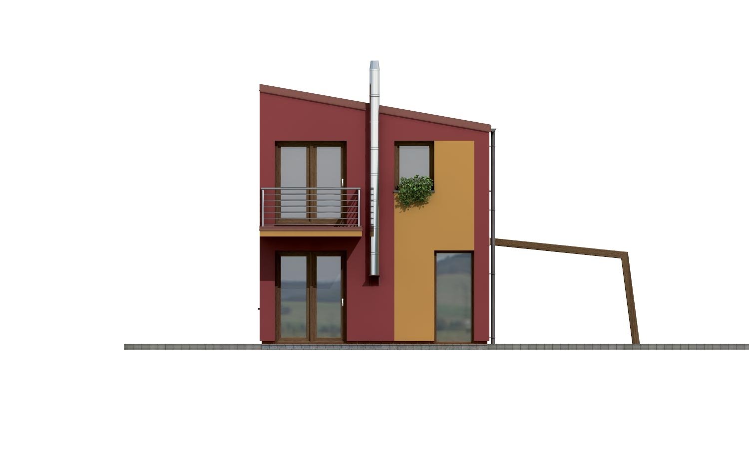 Zrkadlový pohľad 3. - Projekt moderního rodinného domu na úzký pozemek.